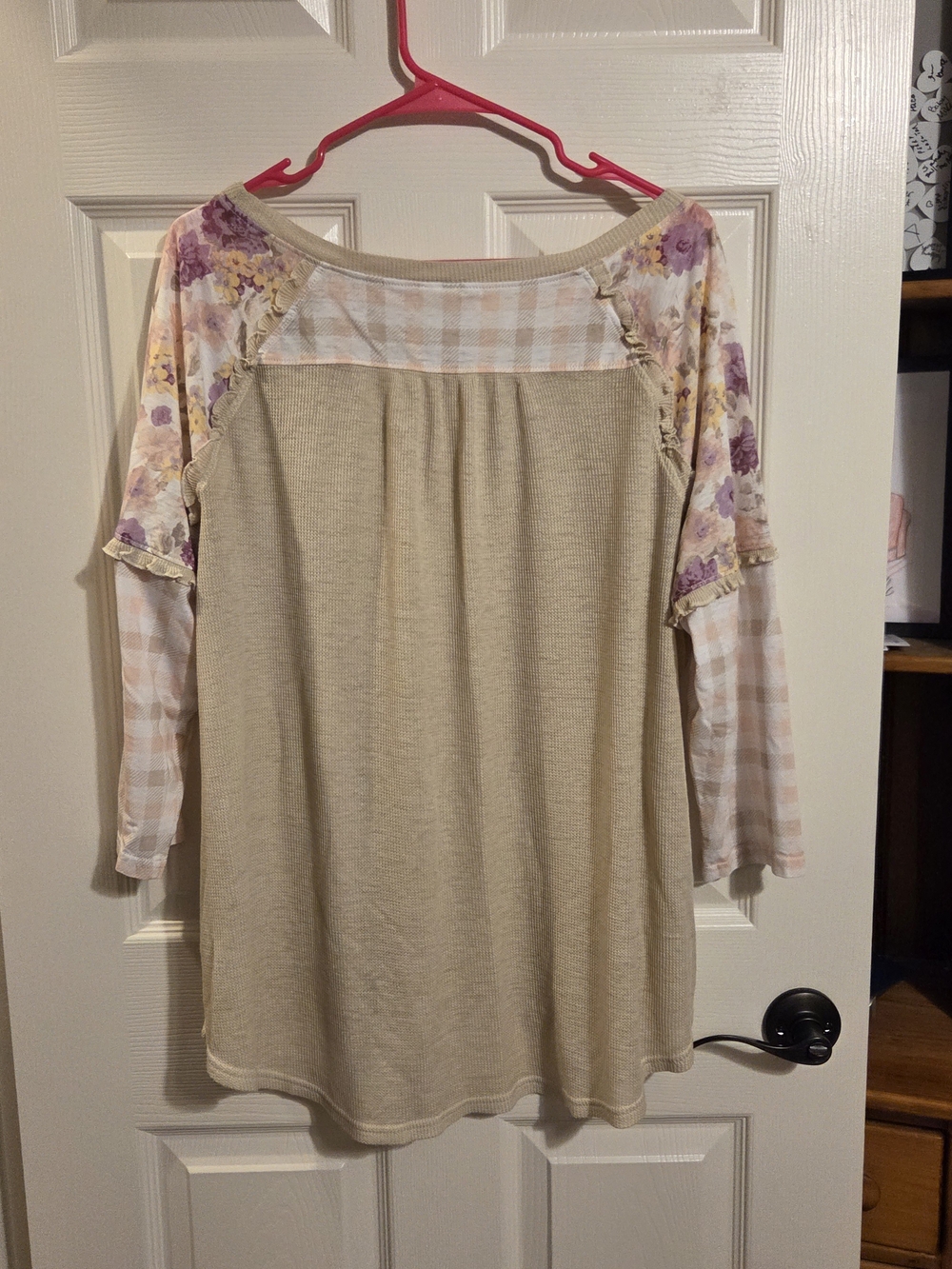 ASOS Beige 2XL Tunic with Purple Floral Raglan Sleeves